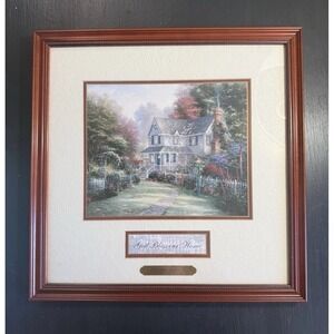VTG Thomas Kinkade Victoria Gardens II God Bless Our Home Framed Print 14.25"